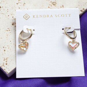 Kendra Scott Ari Heart Dichroic Glass Huggie Earrings Gold